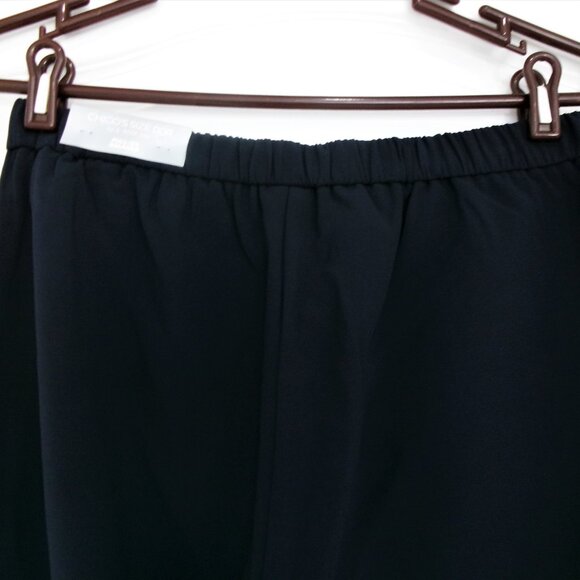 New Chico's 00R = Size 2 Relaxed Pull On Ankle Pants Navy Blue Pockets Stretch - Picture 9 of 15